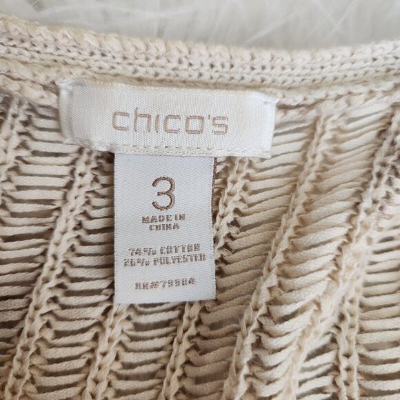 Chicos Cardigan Sweater Women's Size 3‎ XL 16 Open Front Knit Loose Beige - Picture 5 of 12